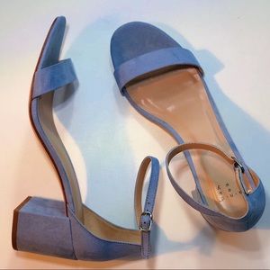 Faux blue suede one strap heel